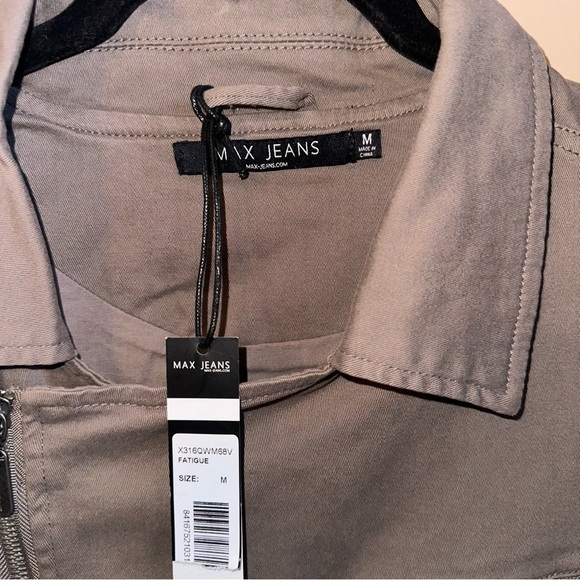 NEW Max Jeans Vest Womens Sleeveless Utility Asymmetrical Zip Pockets Taupe M - Picture 4 of 4